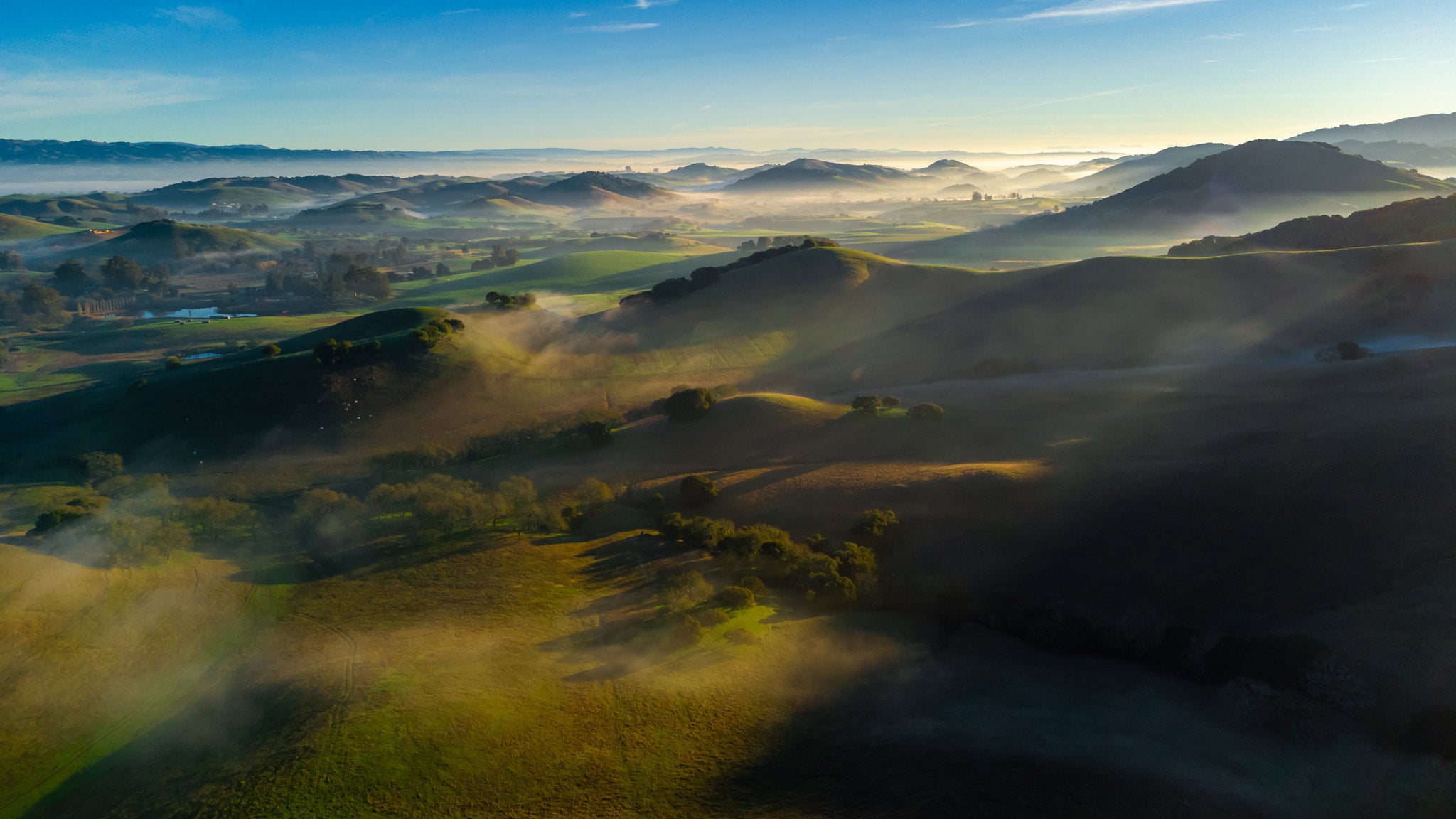 Morning light across the Northern California foothills